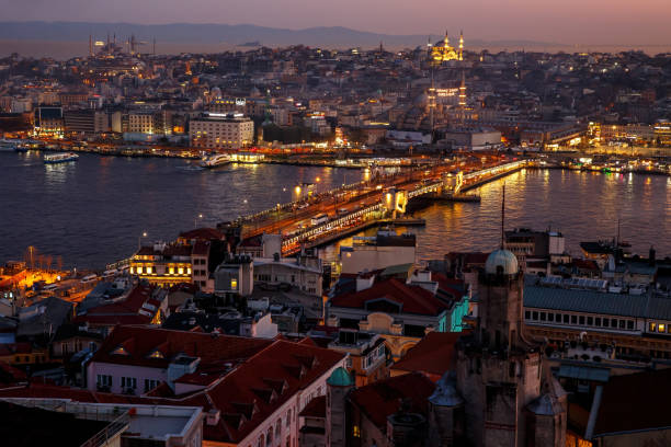 istock Sunset over the Istanbul landscape. Galata Bridge. 1394387066