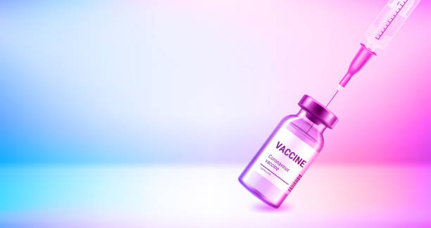istock Vial and syringe with vaccine. 3d vector banner with copy space 1394388271