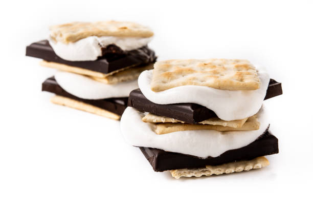 istock Homemade smores isolated on white background 1394389061