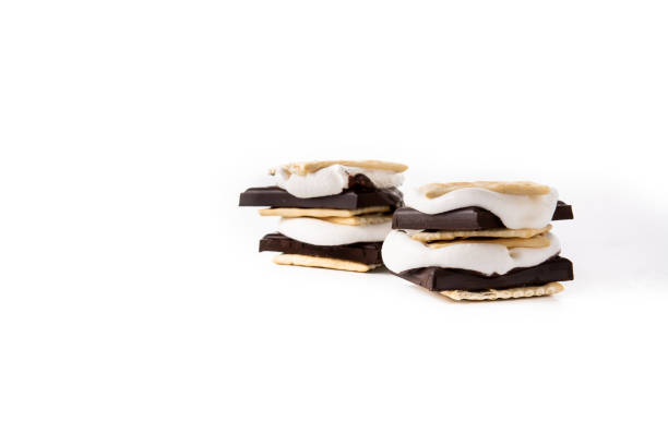 Homemade smores isolated on white background