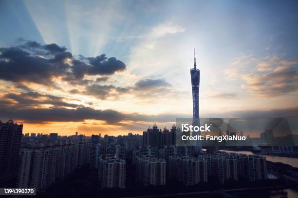 Canton Tower At Sunset In The Haizhu District Guangzhou China Stock Photo - Download Image Now