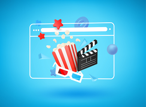 Home video theater concept. 3d vector illustration