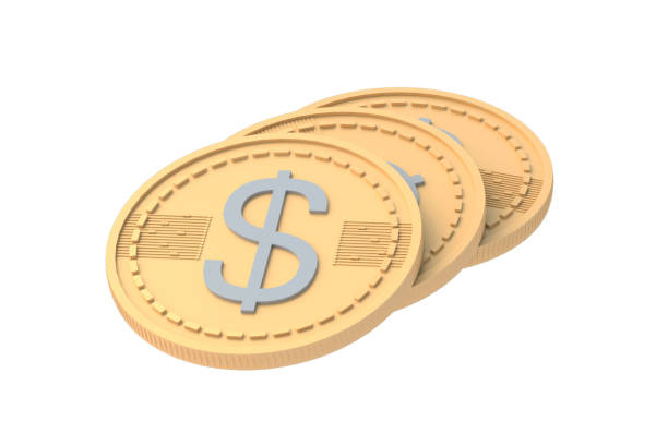 istock Coins with dollar symbol isolated on white background. 3d render 1394390691