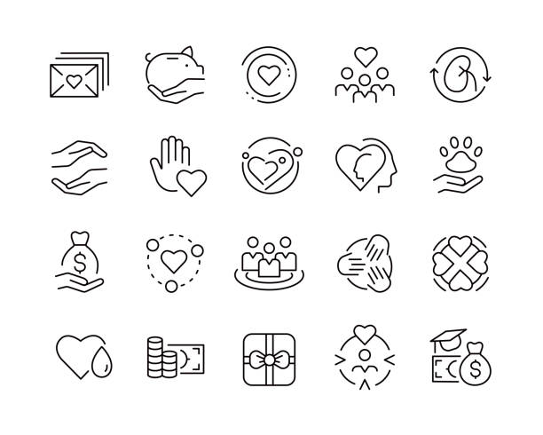 Charity and Donation Icons - Vector Line Icons Charity and Donation Icons - Vector Line Icons. Editable Stroke. Vector Graphic animal welfare stock illustrations