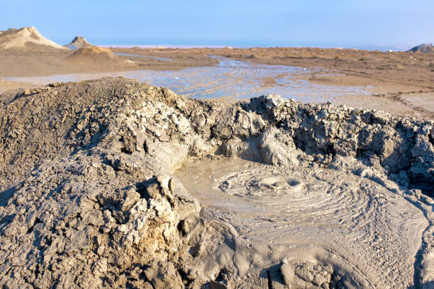 Mud vulcano Mud vulcano in Gobustan National Park, Azerbaijan mud volcano stock pictures, royalty-free photos & images