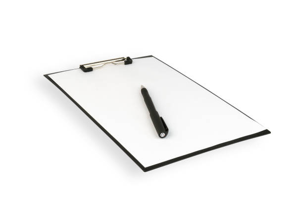 istock black clipboard with blank sheet and pen isolated on white 1394396928