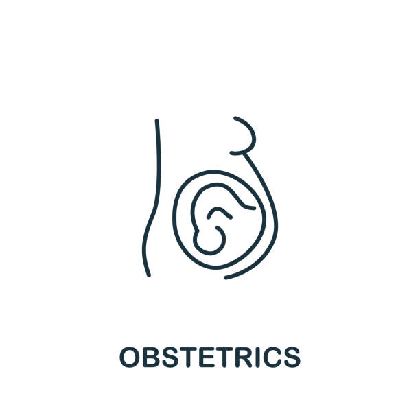 ilustrações, clipart, desenhos animados e ícones de ícone de obstetrícia da coleta médica. elemento de linha simples obstetrícia símbolo para modelos, web design e infográficos - fetus