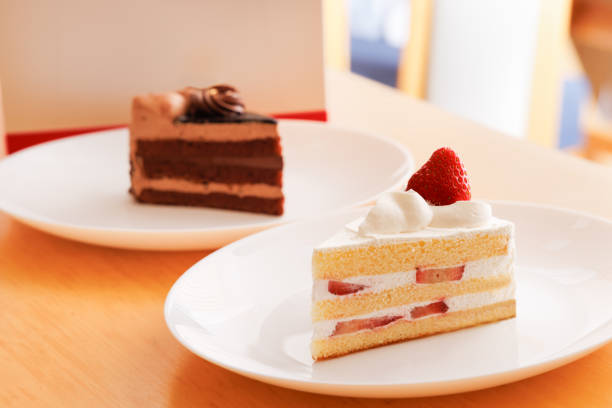 Delicious shortcake and chocolate cake