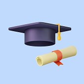 istock graduation hat and diploma cartoon 1394400547