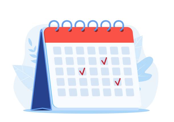 calendar reminder date spiral icon calendar reminder date spiral icon and check mark, style simple calendar. Mark the date, holiday, important day concepts. Vector illustration in flat style flat calendar icon stock illustrations