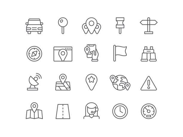 ilustrações, clipart, desenhos animados e ícones de ícones de navegação - computer icon symbol highway driving