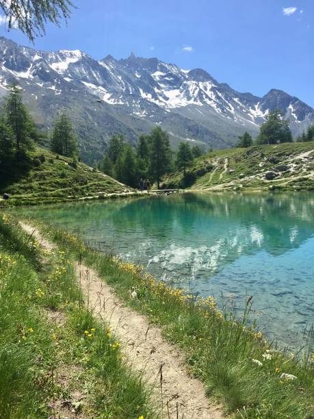Switzerland - Valais - Arolla - blue lake stock photo