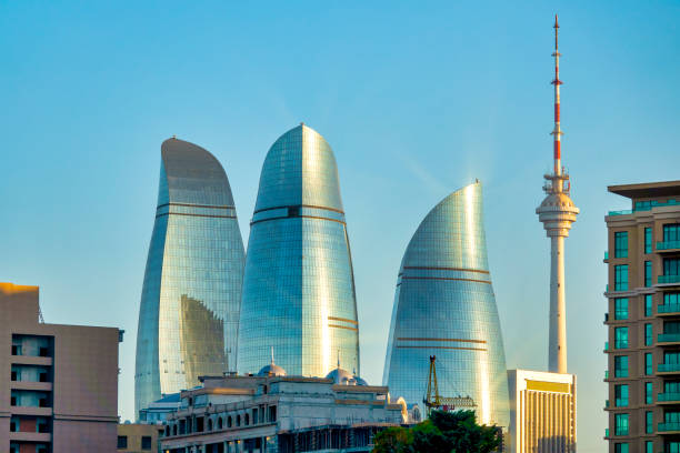 istock Flame towers and TV Tower 1394404211