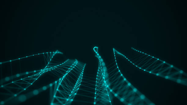 istock Cyber network connection background. Abstract connecting dots and lines. Molecular background with DNA. Big data visualization. 3d rendering. 1394411240