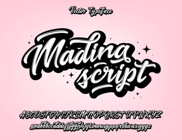 illustrations, cliparts, dessins animés et icônes de alphabet vectoriel - calligraphie