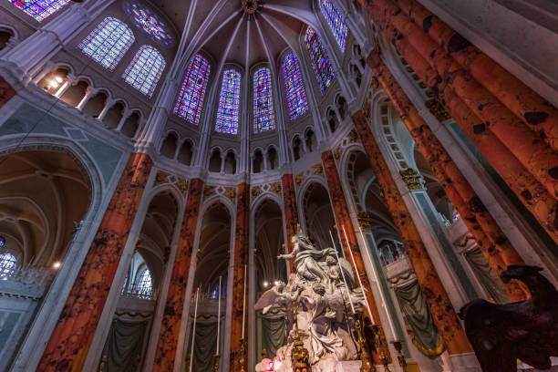 Cathedral of Our Lady of Chartres , France, altar and choir Chartres, France, march 27, 2022 : altar and choir of Cathedral of Our Lady of Chartres, 18th century,  by Charles Antoine Bridan chartres cathedral stock pictures, royalty-free photos & images