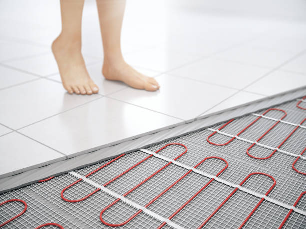 floor heating concept. underfloor electric heating. warm floor system. 3d rendering - 3d wall panel 個照片及圖片檔
