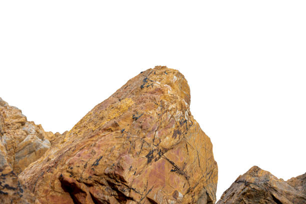 the natural texture surface detail of the brown stone that is creative both beautiful and independent on white background isolate