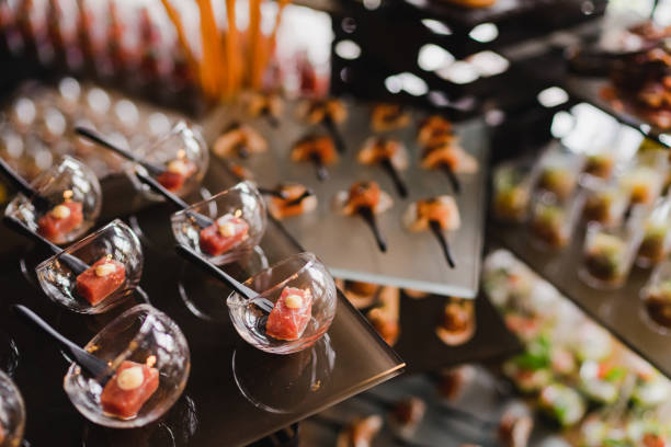 istock Catering banquet table at the reception. 1394414980