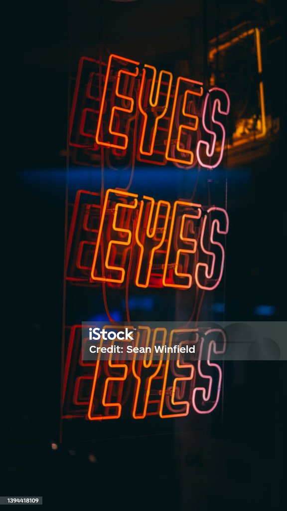 Bright eyes Neon lights Abstract Stock Photo