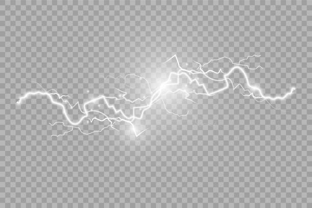 ilustrações de stock, clip art, desenhos animados e ícones de the power of lightning and shock discharge, thunder, radiance. thunder bolt isolated. - lightning storm electricity thunderstorm