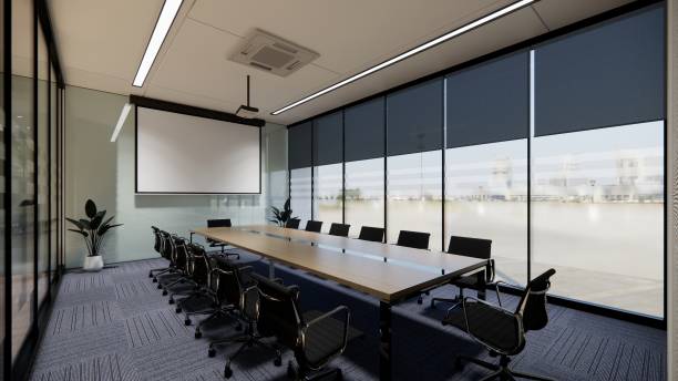 istock Interior Empty Modern Loft Office open space modern office footage.Modern open concept Lobby and reception area meeting room design. 3D Rendering . 1394422790
