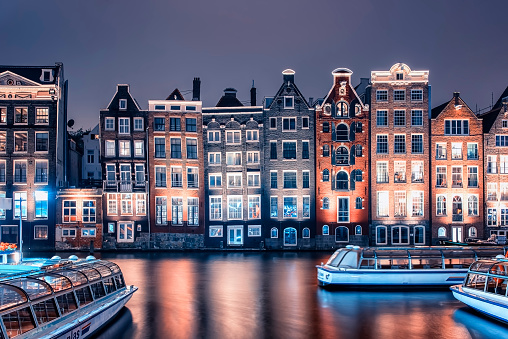 Amsterdam city in the evening, Netherlands