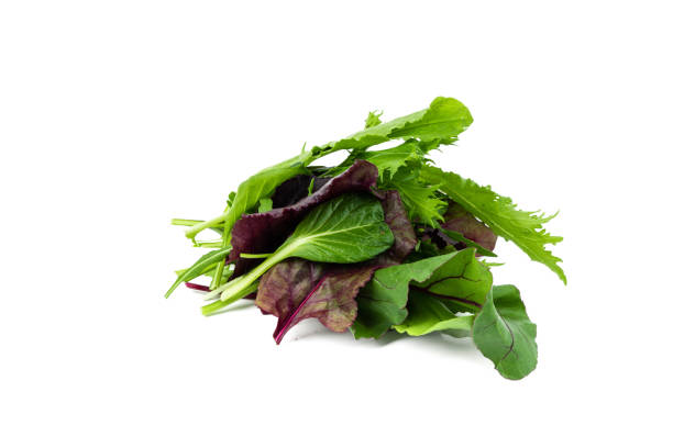istock Raw fresh mixed salad on isolated white background 1394425329