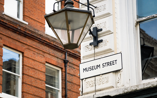 A street sign for Museum Street in Camden, London.