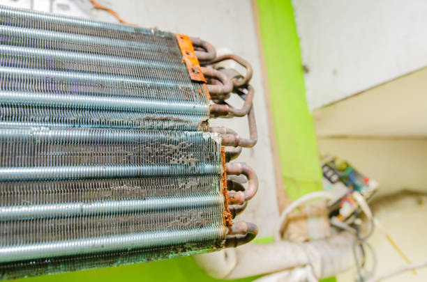 istock Air conditioner evaporator that is dirty from dust, try in the air, soft focus image. 1394427855