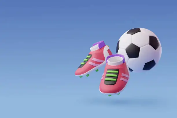 Vector illustration of 3d Vector Soccer Boots with Football ball, Sport and Game competition concept