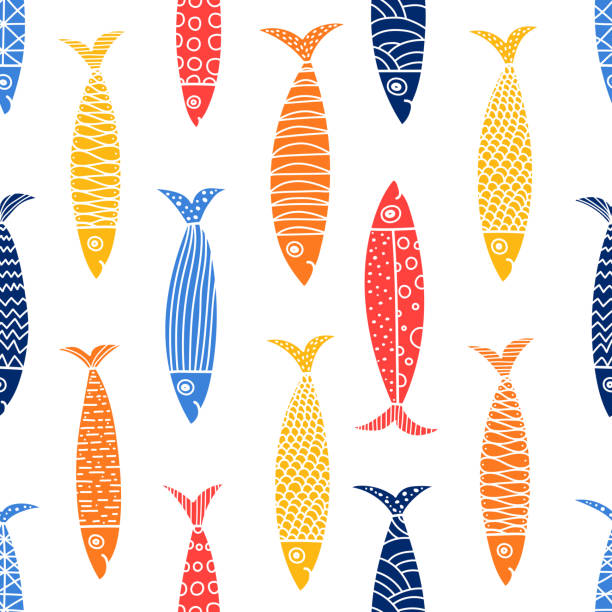 Cute fish.  Kids background. Seamless pattern. Can be used in textile industry, paper, background, scrapbooking. background studio water stock illustrations