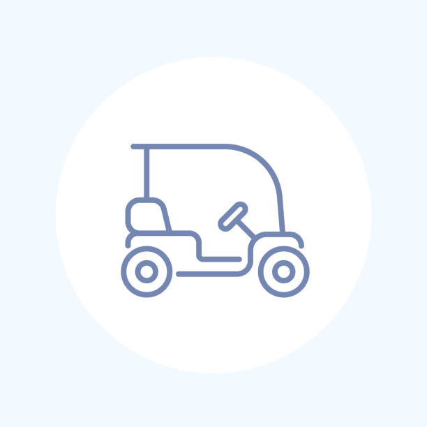 Golf cart, car isolated line icon Golf cart, car isolated line icon golf cart vector stock illustrations