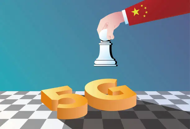 Vector illustration of Chess, China's 5G layout