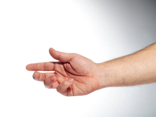 istock Hand of the man palm up on a white background 1394444840