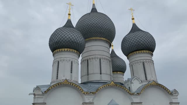 Russia, Rostov the Great, Rostov Kremlin at rainy day. Russian ancient architecture