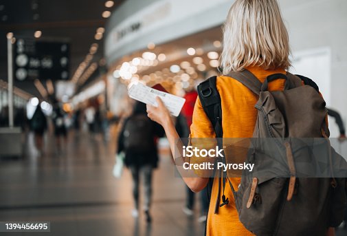istock A woman at the airport holding a passport with a boarding pass 1394456695