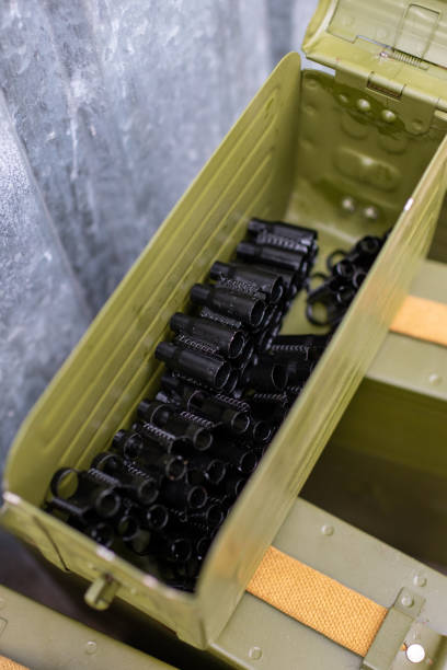 istock Ammunition of bullets in iron shell during Ukraine war 1394457005
