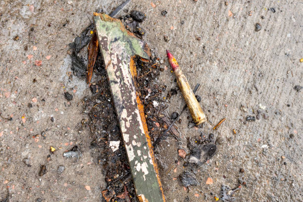 istock Ammunition of bullets in iron shell during Ukraine war 1394457078