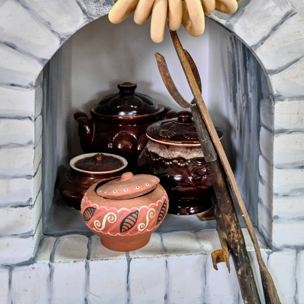 istock Clay and ceramic pots. Imitation kiln, used as showcase. 1394460994