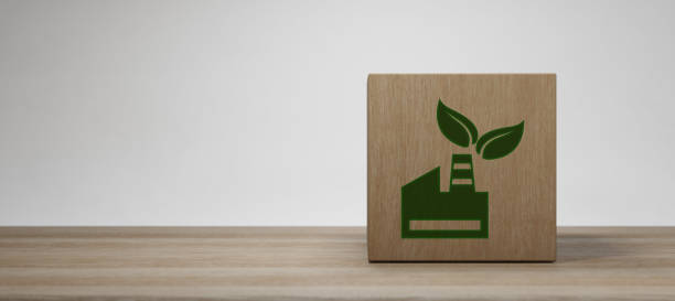 istock Eco Factory icon. Flat style icon design with copyspace. 3d Render 1394462281