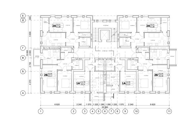 Detailed architectural floor layout Multistory building detailed architectural technical drawing, vector blueprint floor plan blueprint stock illustrations