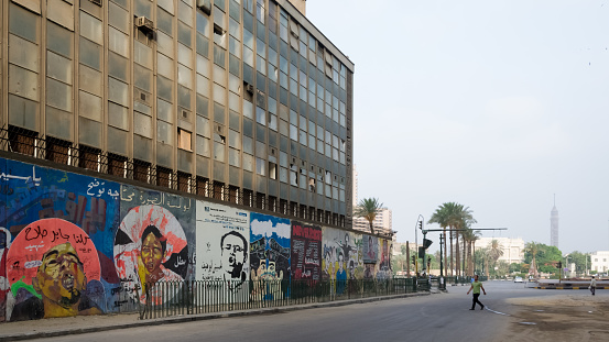 Cairo, Egypt – June 2013 – Architectural detail of the streets around Tahrir Square (Liberation Square), also known as Martyr Square, a major public town square in downtown Cairo