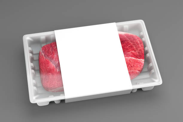 istock raw meat on plastic tray under transparent film envelope isolated - steak package - 3d render 1394478810