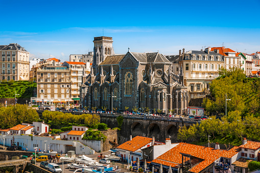 Biarritz cityscape with church in France