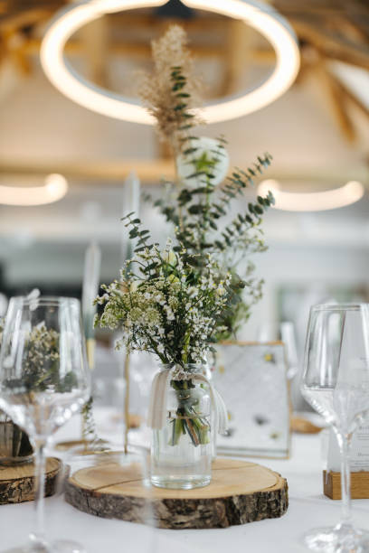 istock Elegant table setting and decoration at a beautiful wedding location 1394485101