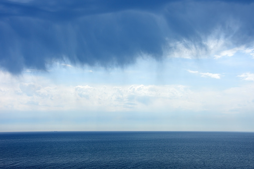 Rainy clouds above the Black Sea, Crimea, Russia