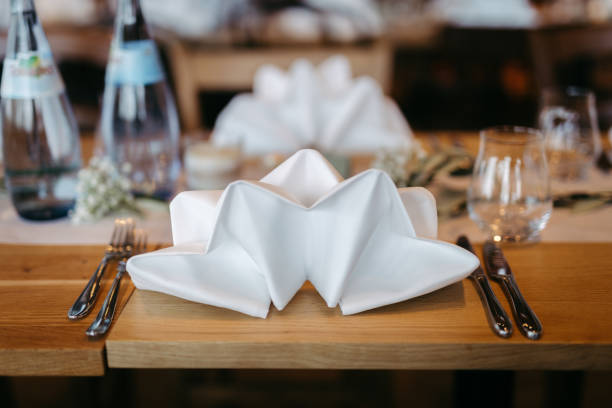 istock Elegant table setting and decoration at a beautiful wedding location 1394487360