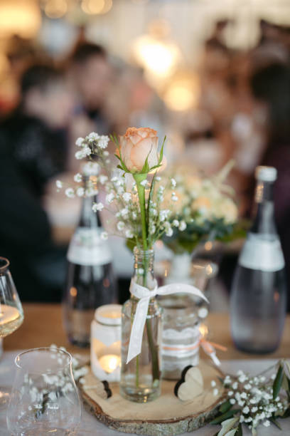 istock Elegant table setting and decoration at a beautiful wedding location 1394488091
