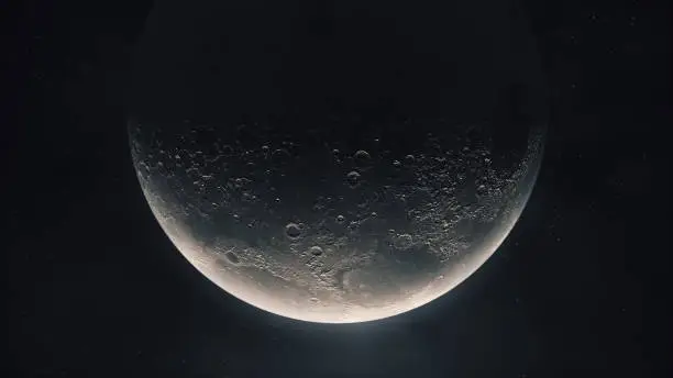 3d render Moon in outer space (close-up)